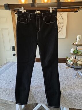 L'AGENCE Black Skinny Jeans with Contrast Stitching